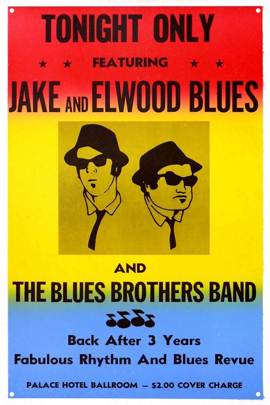 2x Jake & Elwood Blues The Blues Brothers Band Tin Sign Rustic Vintage