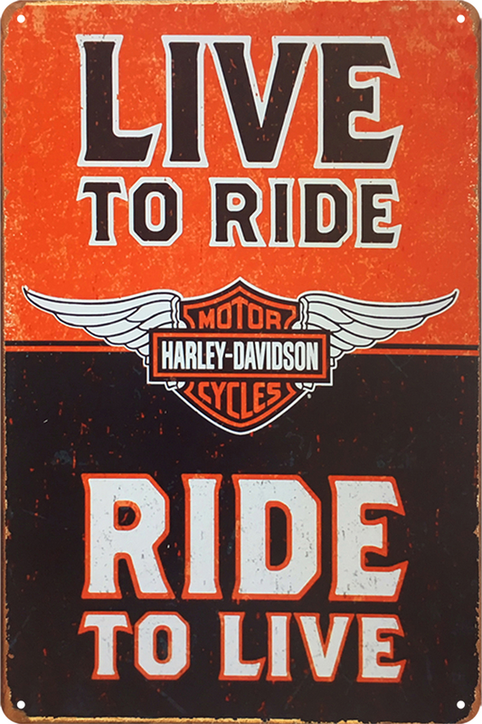 Harley-davidson Motor Cycles Live To Ride To Live Tin Sign Vintage