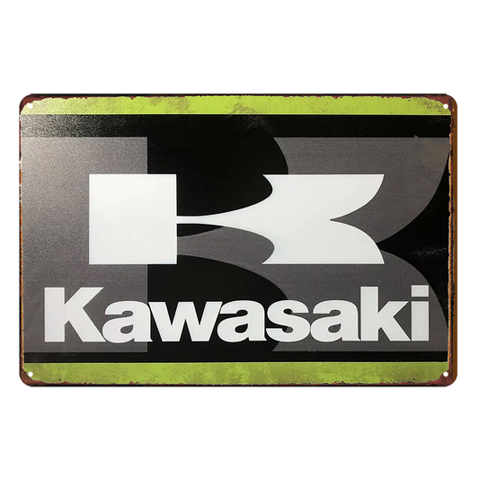 2x Kawasaki Motorcycle Rustic Tin Sign Vintage Garage Bar