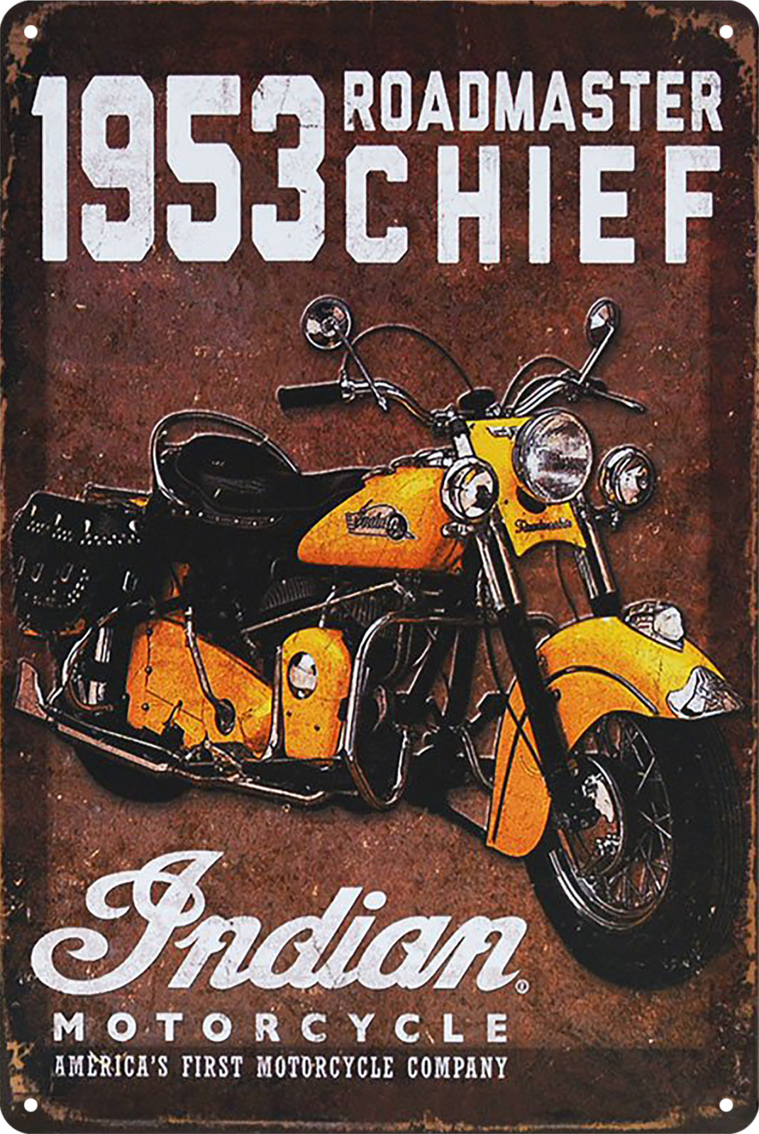 Indian Motorcycle 1953 Roadmaster Chief Tin Sign Rustic Look  Retro 20x30cm