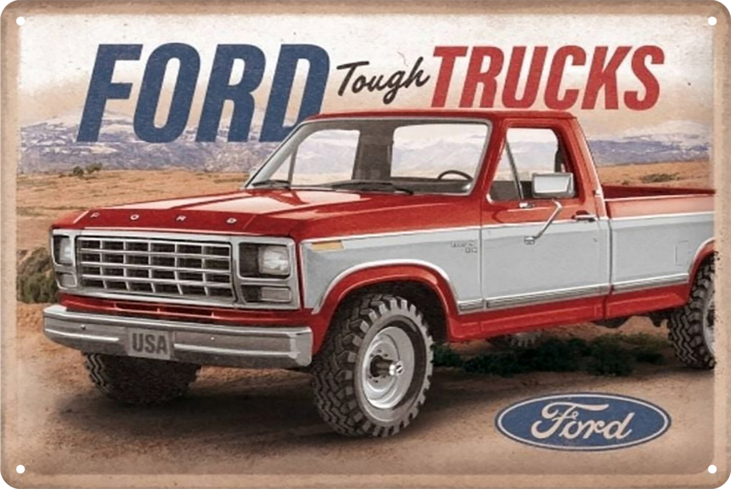 Ford Tough Trucks Tin Sign Rustic Look  Retro 20x30cm