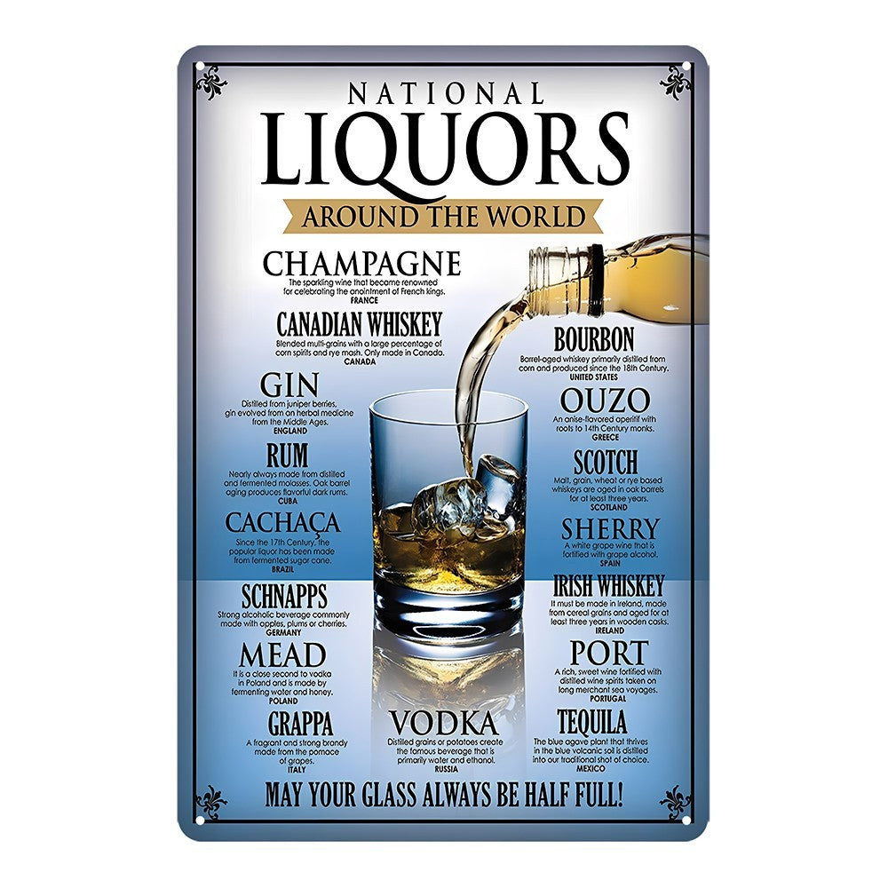 National Liquors Drinks Gin Champagen Vodka Bar Tin Sign Vintage