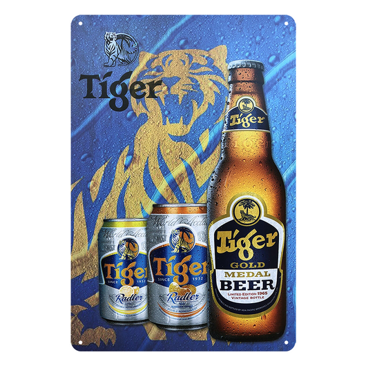 Beer Tiger Medal Radler Cold Drink Tin Metal Sign Rustic Look Vintage