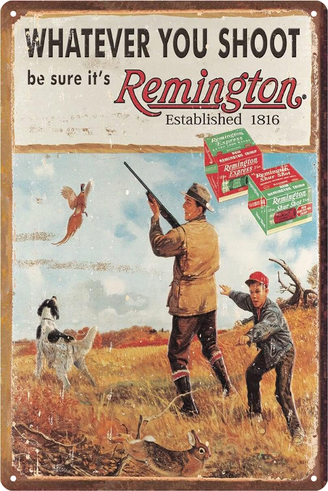 Be Sure It's Remington Whatever You Shoot Gun Tin Sign Rustic Retro 20x30cm