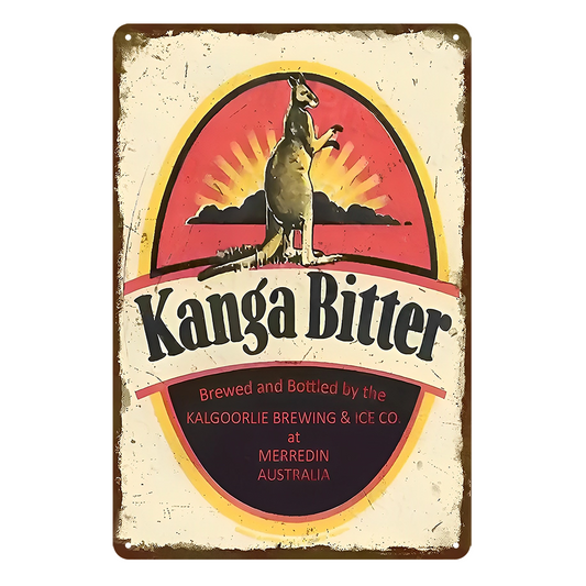 Kanga Bitter Beer Brewed Drink Rustic Metal Sign Vintage Tin Decorative Bar