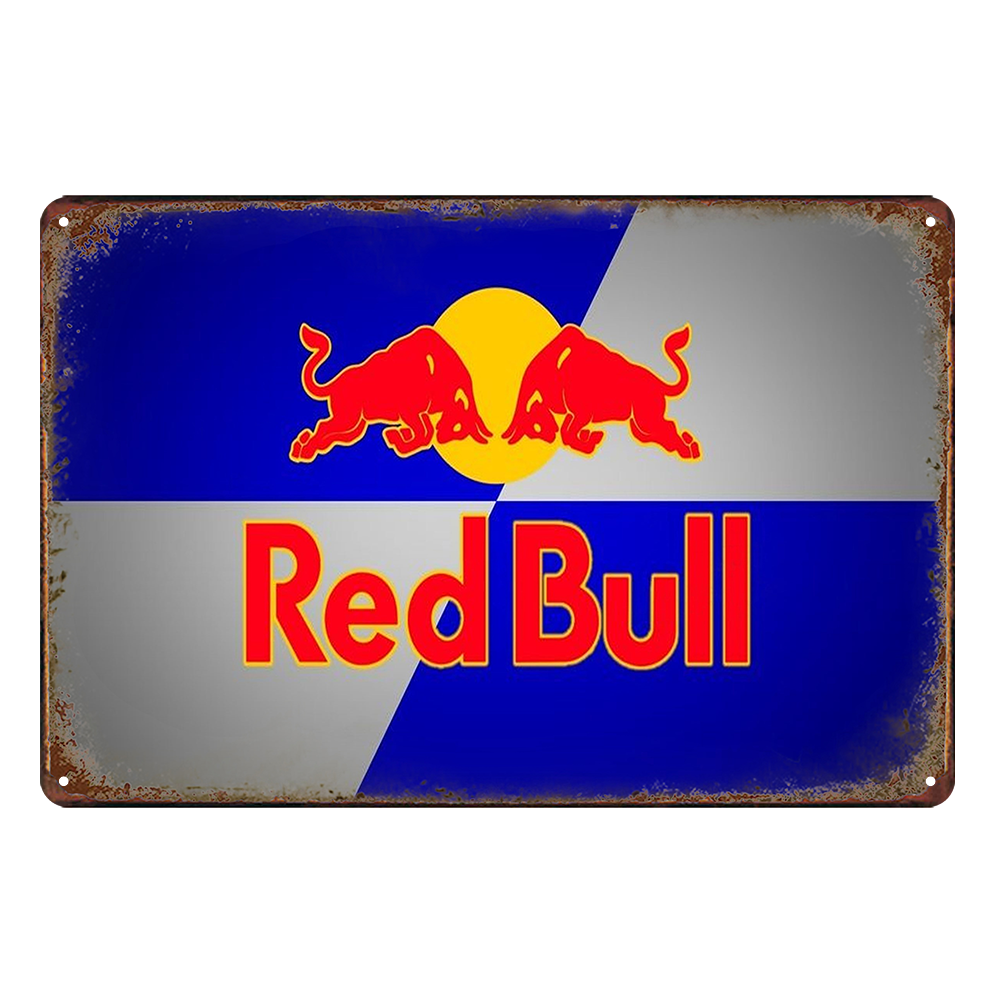 2x Red Bull Drink Pip-up Rustic Tin Sign Vintage Garage Bar