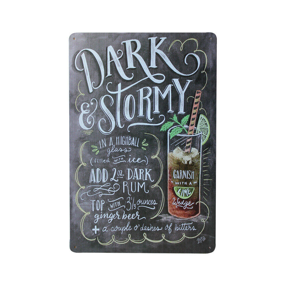 Metal Tin Sign Dark & Stormy Cocktails Man Cave Brand New 200x300mm