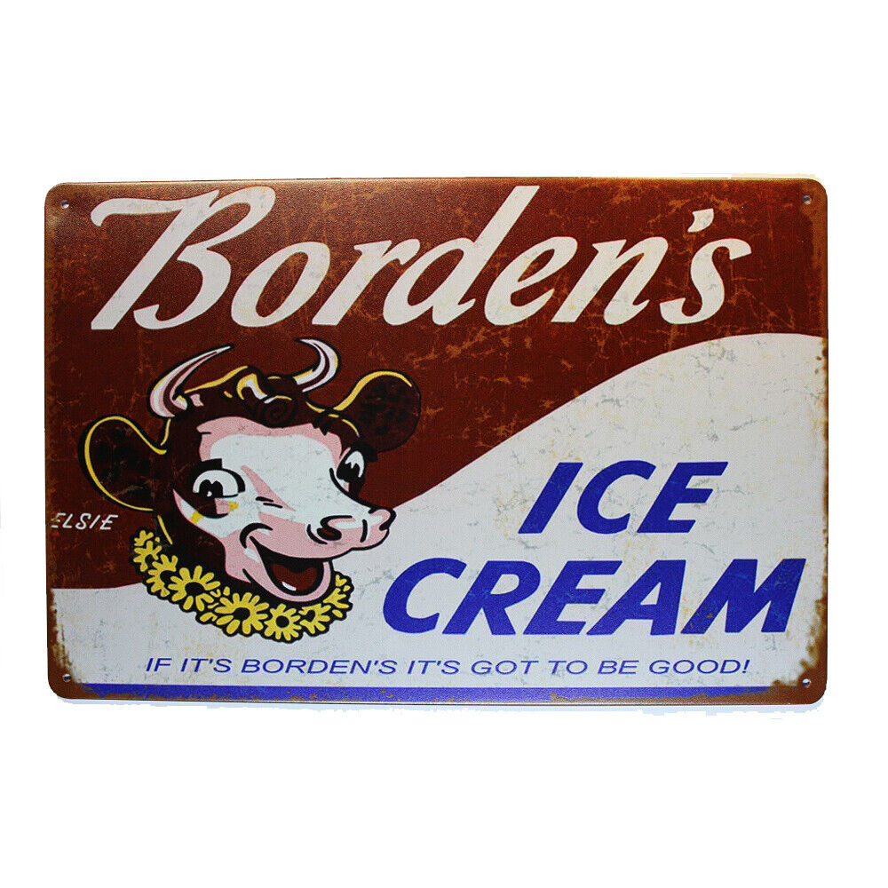 Tin Sign Borden`s Ice Cream Sprint Drink Bar Whisky Rustic Look