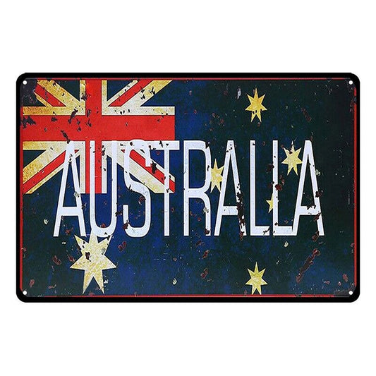 Tin Metal Sign Australia Flag 20x30cm Rustic Look Vintage