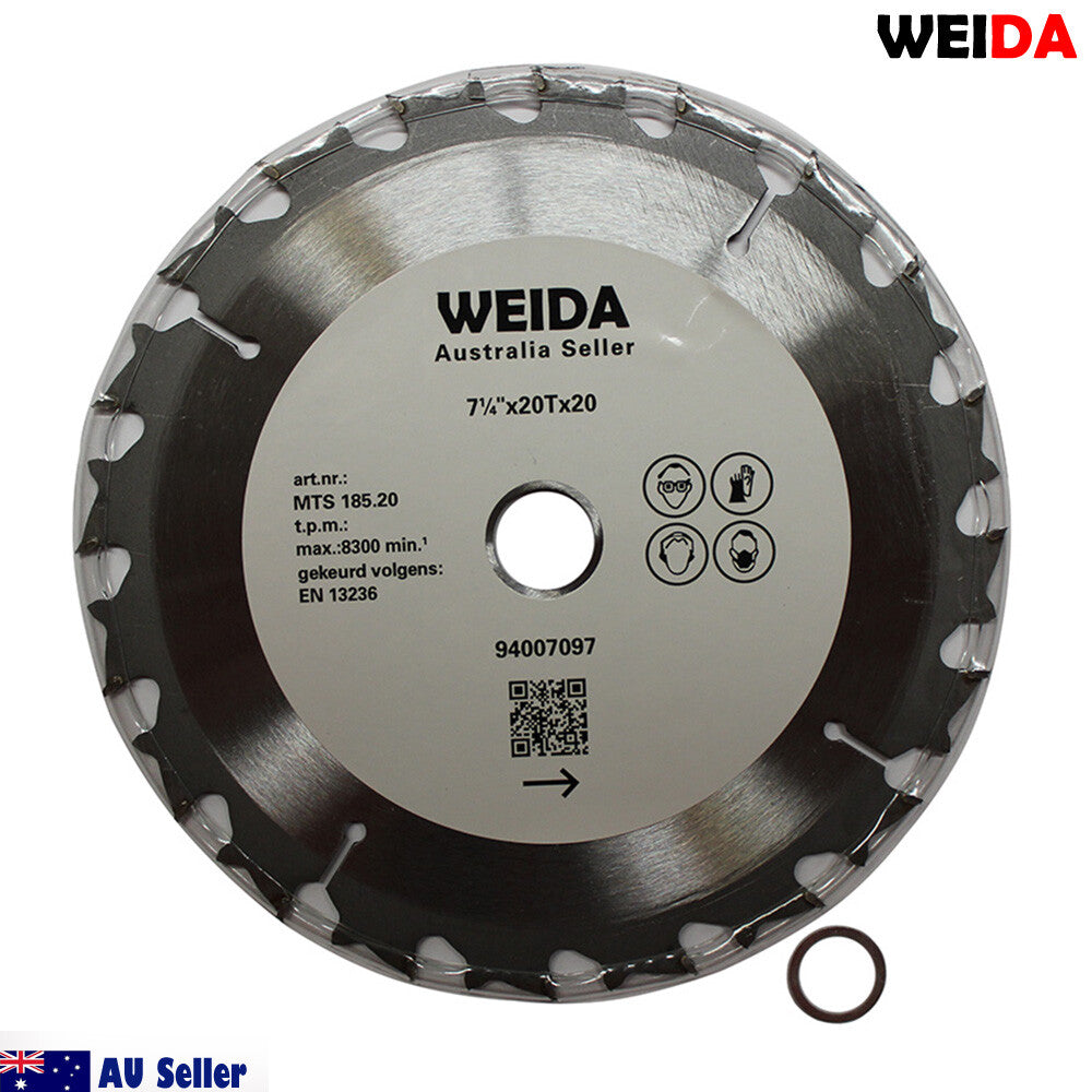 185mm Wood Circular Saw Blade Cutting Disc 7-1/4″ 20t Bore20/16mm Kerf 1.6mm Cut