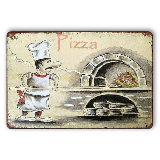 Tin Sign Pizza Restaurant Cafe Rustic Look Decorative Wall Art