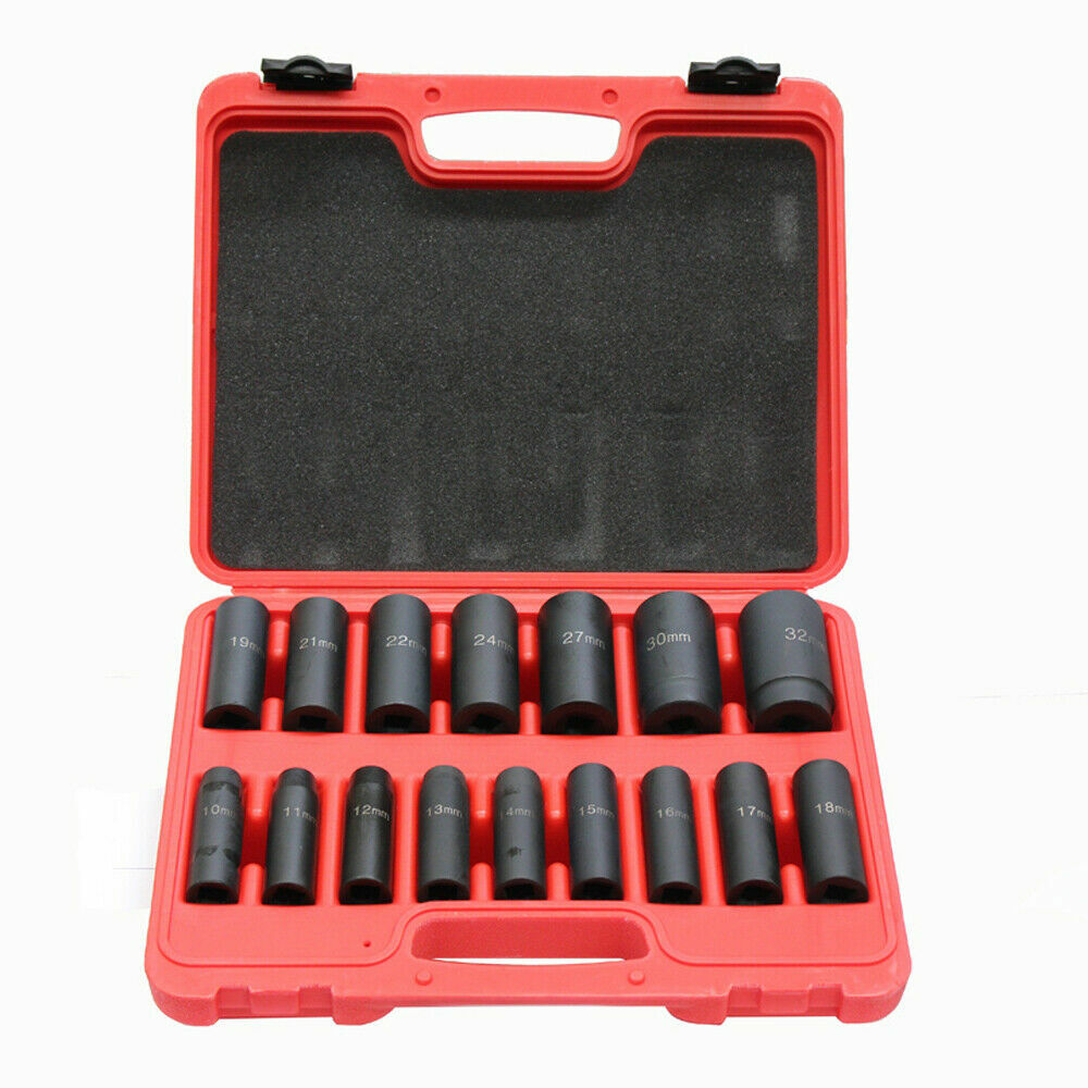 1/2 Dr.17pc Impact Deep Socket Set 10-32mm  H78 Car Garage Mechanic Kit Dodoyee