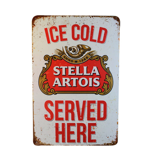 Tin Sign Ice Cold Served Here Sprint Drink Bar Whisky Rustic Look