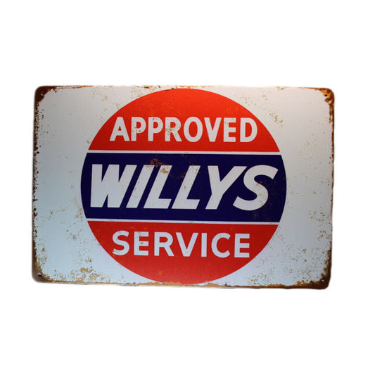 Tin Sign Approved Willys Servucesprint Drink Bar Whisky Rustic Look