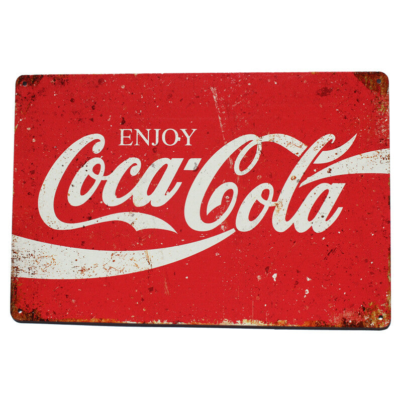 2x Warning Sign Tin Sign 200x300mm Metal Enjoy Cocacola High Quality