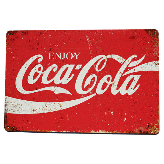 2x Warning Sign Tin Sign 200x300mm Metal Enjoy Cocacola High Quality