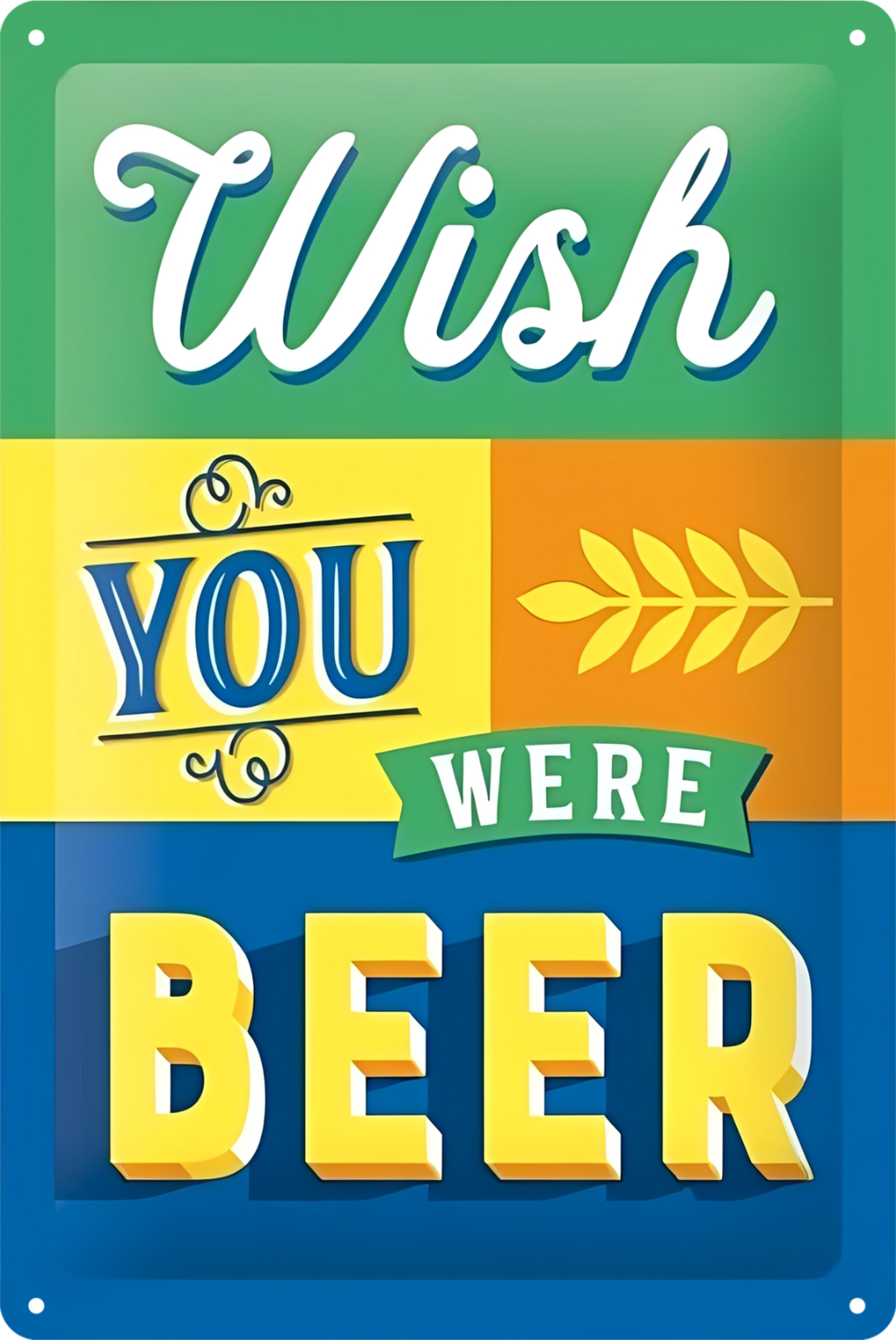 Wish You Were Beer Drink Tin Sign Rustic Look Vintage Retro 20x30cm