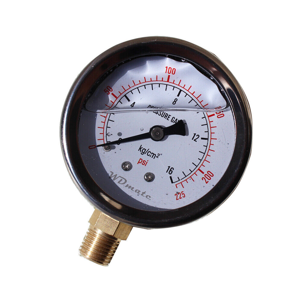 Liquid Oil Filled Pressure Gauge 63mm 2.5” 225psi Bar 1/4″bspt Oil Meter