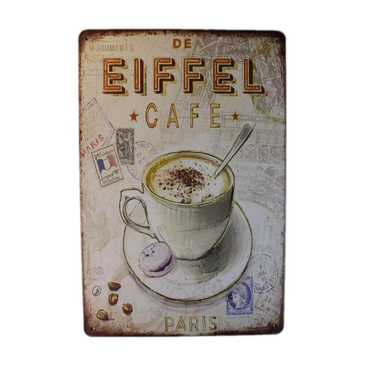 Tin Sign  Eiffel Cafe  Sprint Drink Bar Whisky Rustic Look