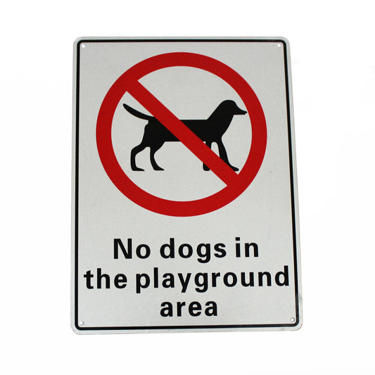 Warning Notice No Dogs In The Playground Area 300*200mm Metal Al Safety Outdoor