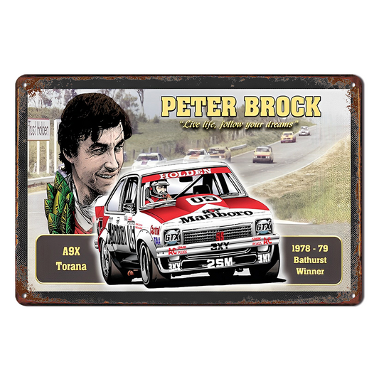 Peter Brock Holden A9x Torana Tin Metal Sign Rustic Look Vintage Man Cave