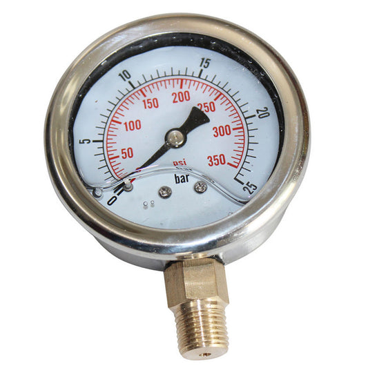Liquid Oil Filled Pressure Gauge 350psi 25bar G1/4″ Dia 63mm 2.5” Meter Workshop