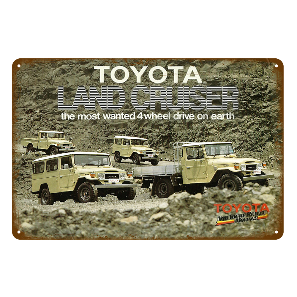 Toyota Land Cruiser 4w Drive Rustic Metal Sign Vintage Tin