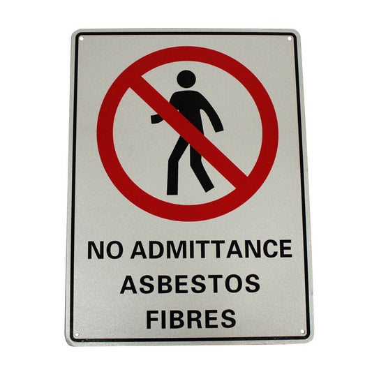 Warning Safety No Admittance Asbestos Fibers Sign 300*200mm Metal Security