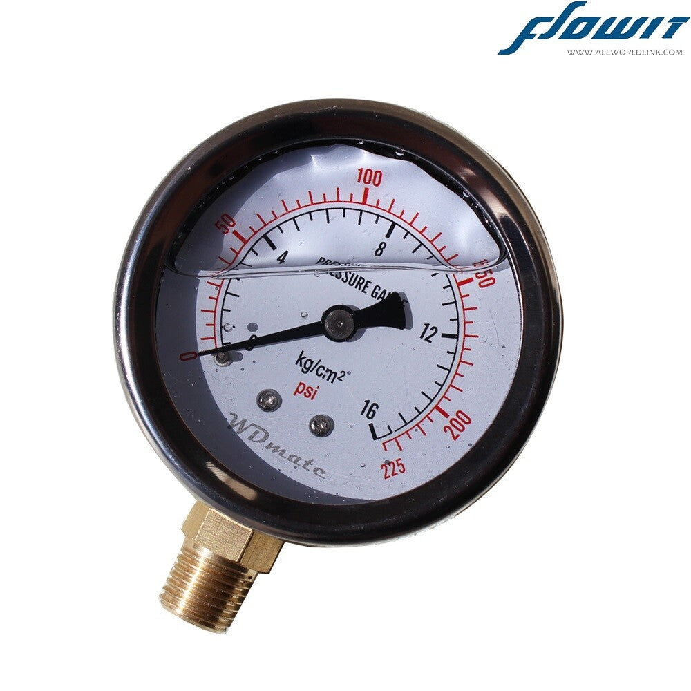 Liquid Oil Filled Pressure Gauge 225psi 16bar G1/4″ Dia2.5″ 63mm Meter