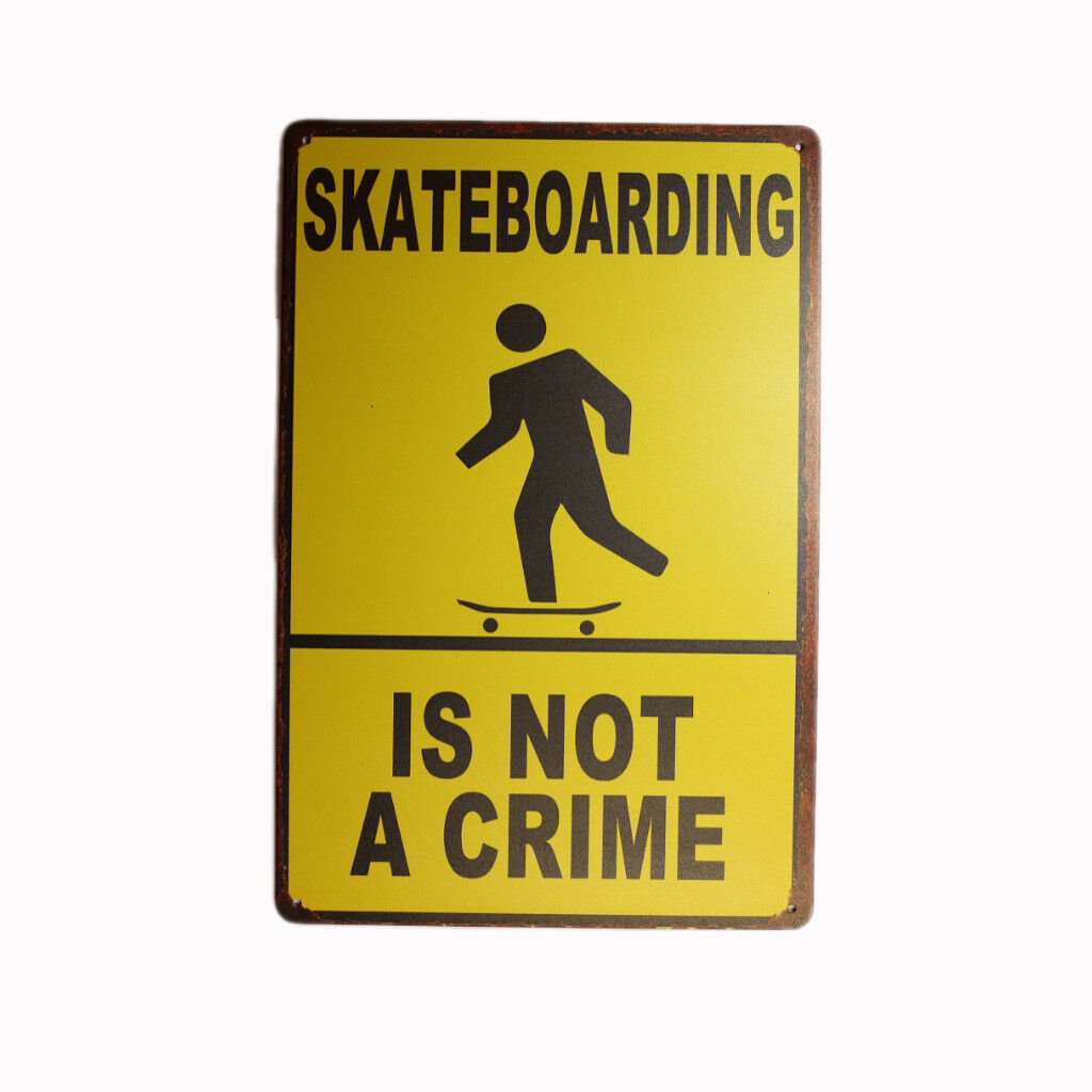 Tin Sign Skateboarding A Crime Sprint Drink Bar Whisky Rustic Look