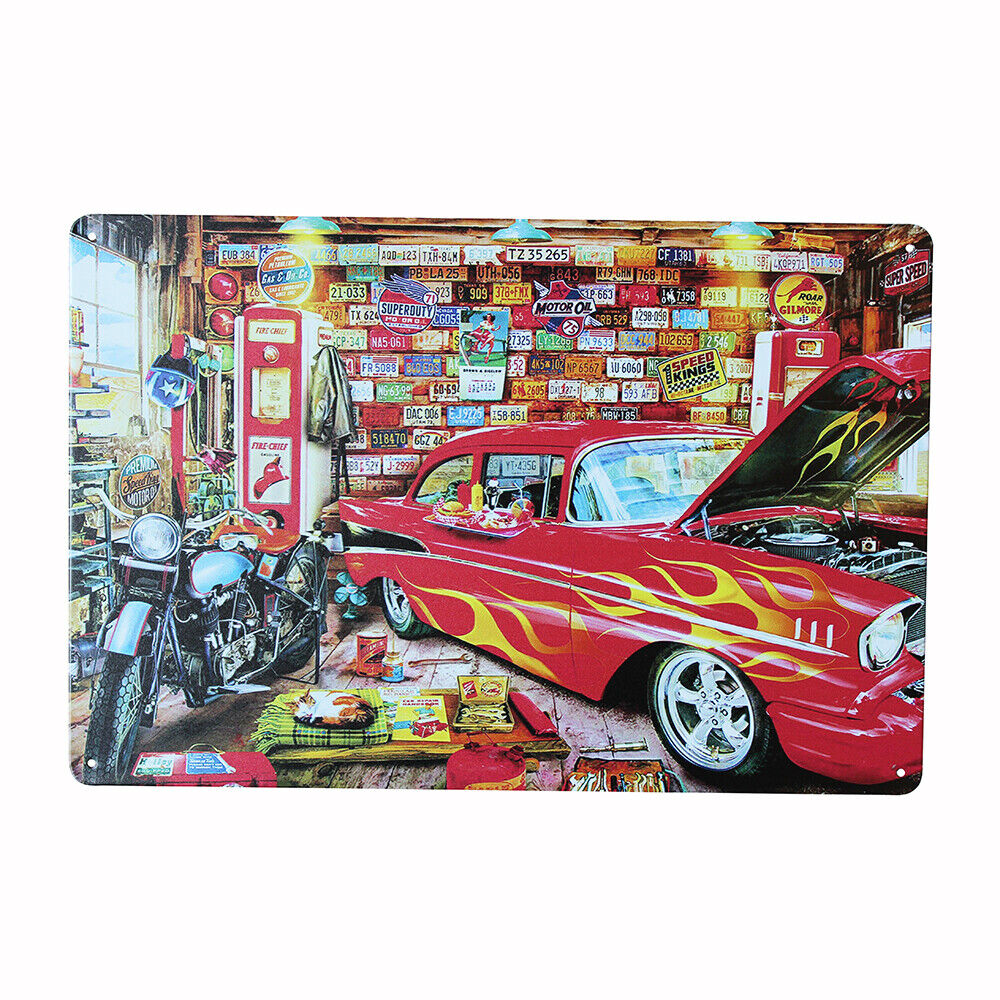 Metal Tin Sign Motor Oil Garage Rustic Look Vintage 200*300mm Man Cave