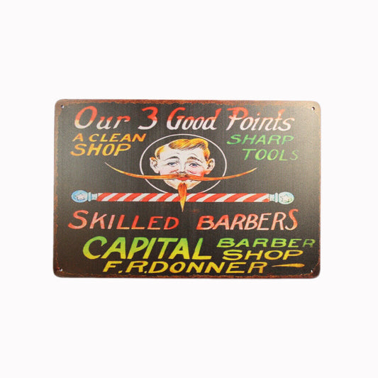 Tin Sign Capital Skilled Barbers  Sprint Drink Bar Whisky Rustic Look