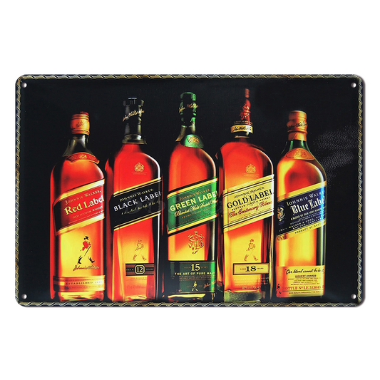 Red Label Black Gold Green Whisky Tin Metal Sign Rustic Look Vintage Man Cave