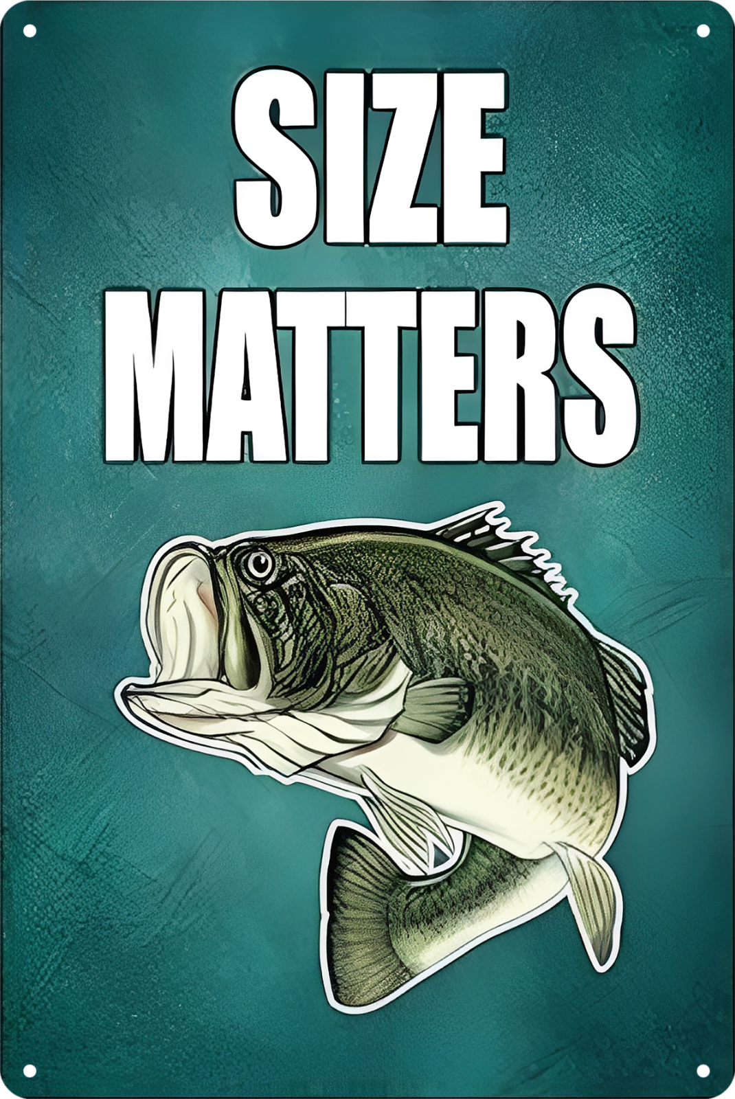 Tin Sign Size Matters Rustic Look Vintage Retro 20x30cm Man Cave Fishing