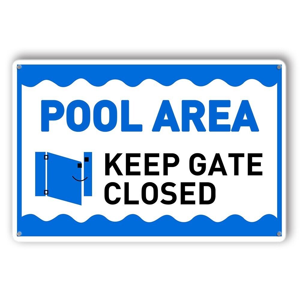 Tin Sign Pool Area Keep Gate Closed Rule Swimming Rustic Look Decorative