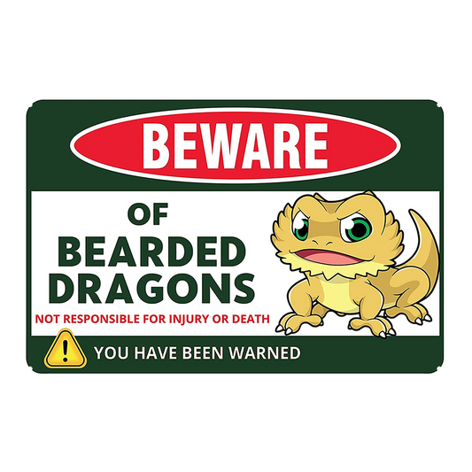 Beware Of Bearded Dragons Rustic Metal Sign Vintage Tin Shed Garage Bar