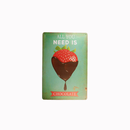 Tin Sign Chocolate Strawberry  Sprint Drink Bar Whisky Rustic Look