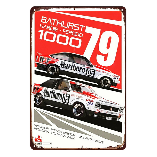 Tin Holden Bathurst Hardie-ferodo 79 Marlboro Rustic Metal Sign Vintage