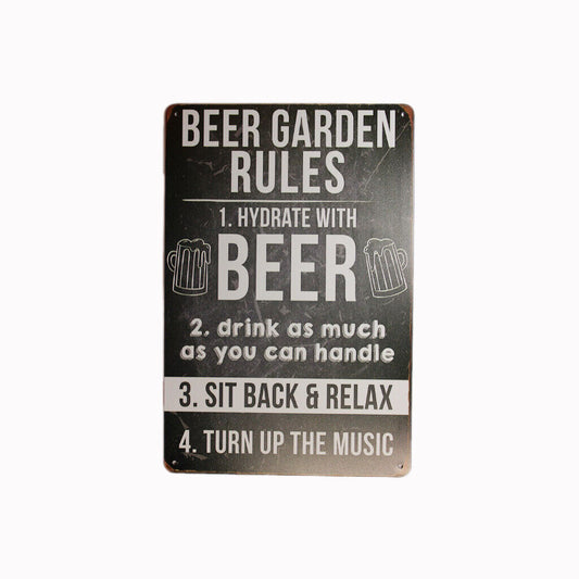 Tin Sign Beer Garden Rules  Sprint Drink Bar Whisky Rustic Look