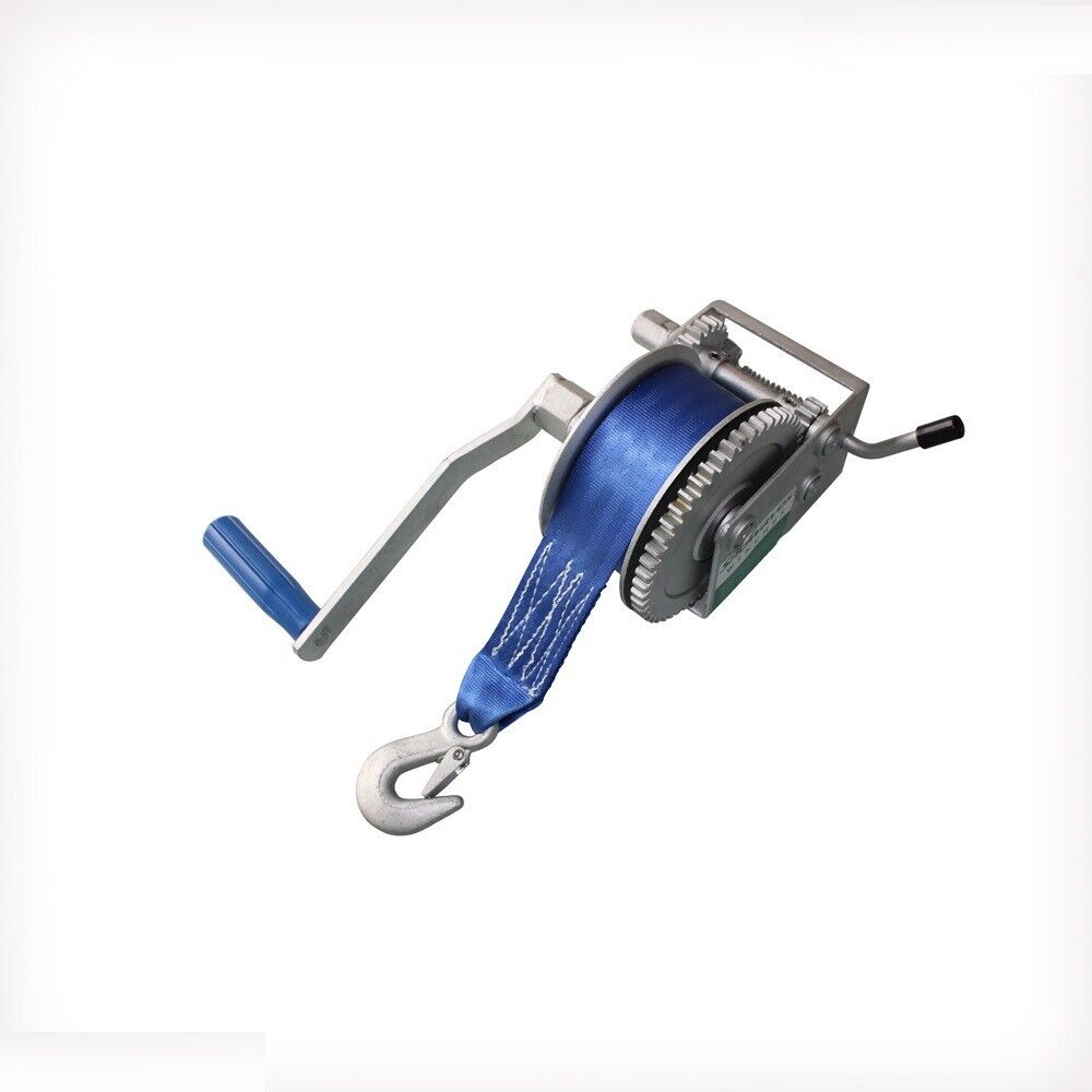 Hand Winch Webbing 1000kg 8m 3speed 10/5/1:1 Boat Car Marine Trailer Heavy Duty