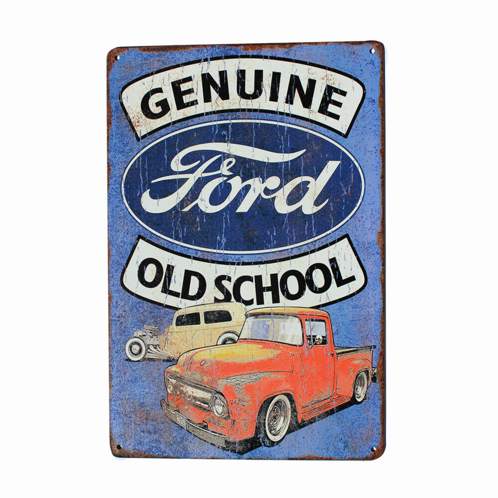 Tin Sign Ford Genuine Parts Rustic Old School Car Fans 200x300mm Metal