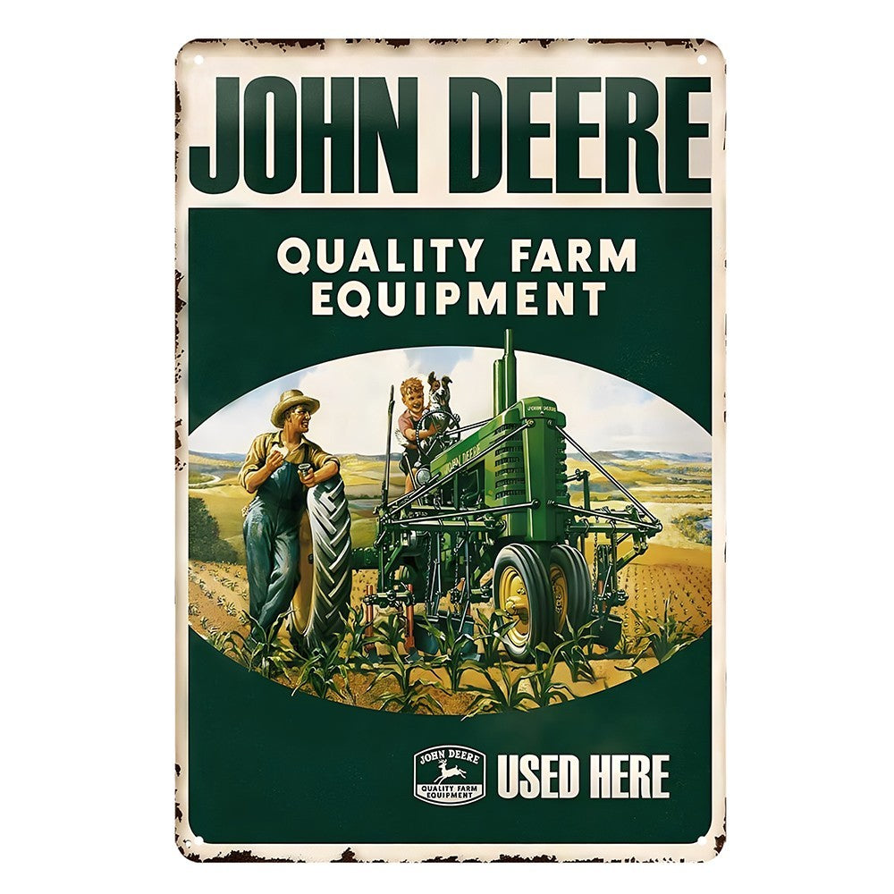 John Deere Quality Farm Equipment  Tin Sign Vintage