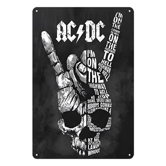 Tin Metal Sign Ac Dc Band Music Highway 20x30cm Rustic Vintage