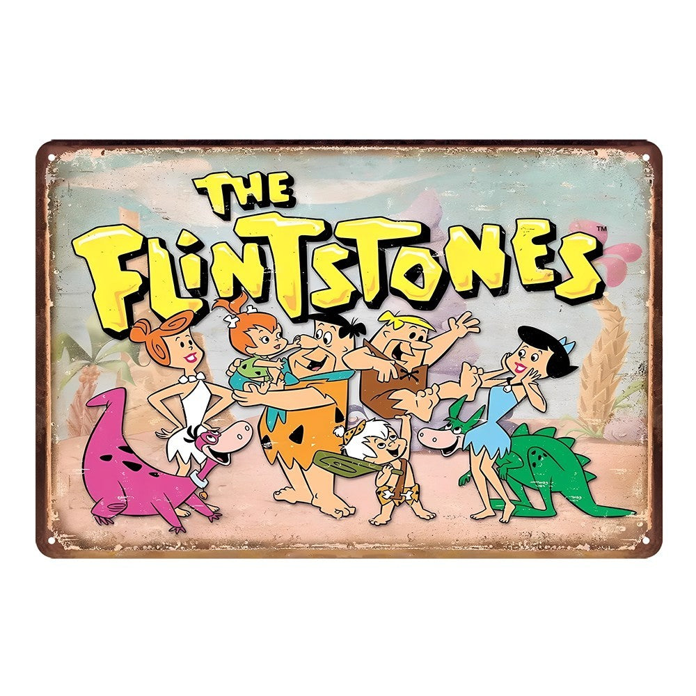The Flintstones Family Funny Tin Metal Sign Rustic Look Vintage