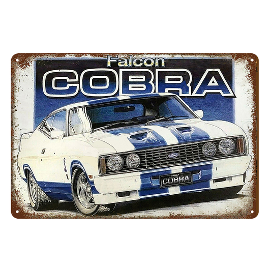 2x Cobra Falcon Ford Rustic Metal Sign Vintage Tin Shed Garage Bar Man Cave