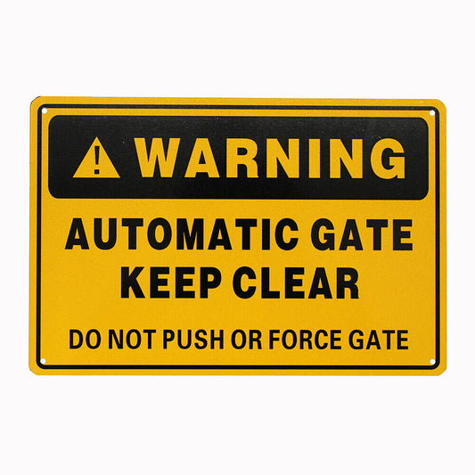 Warning Automatic Gate Keep Clear 200x300mm Metal Private Home Safety Sign