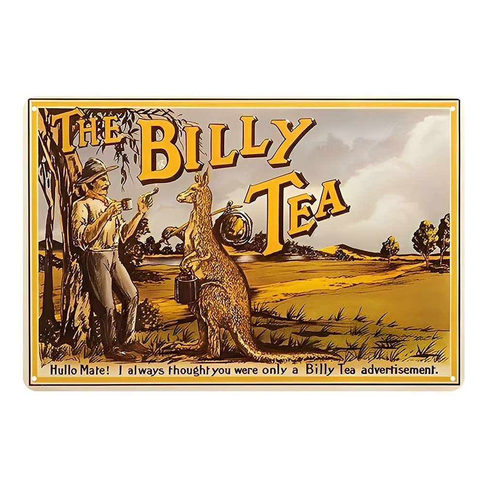 The Billy Tea Drink Kangaroo Tin Sign Vintage