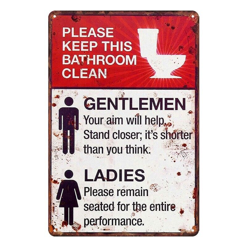 Tin Metal Sign Keep Bathroom Clear Restroom 20x30cm Rustic Look Vintage