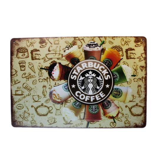 Tin Sign  Starbucks Coffee  Sprint Drink Bar Whisky Rustic Look