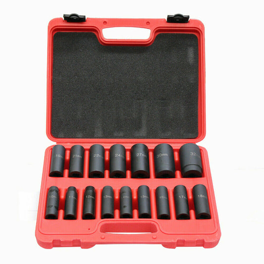 1/2 Dr.17pc Impact Deep Socket Set 10-32mm  H78 Car Garage Mechanic Kit Dodoyee